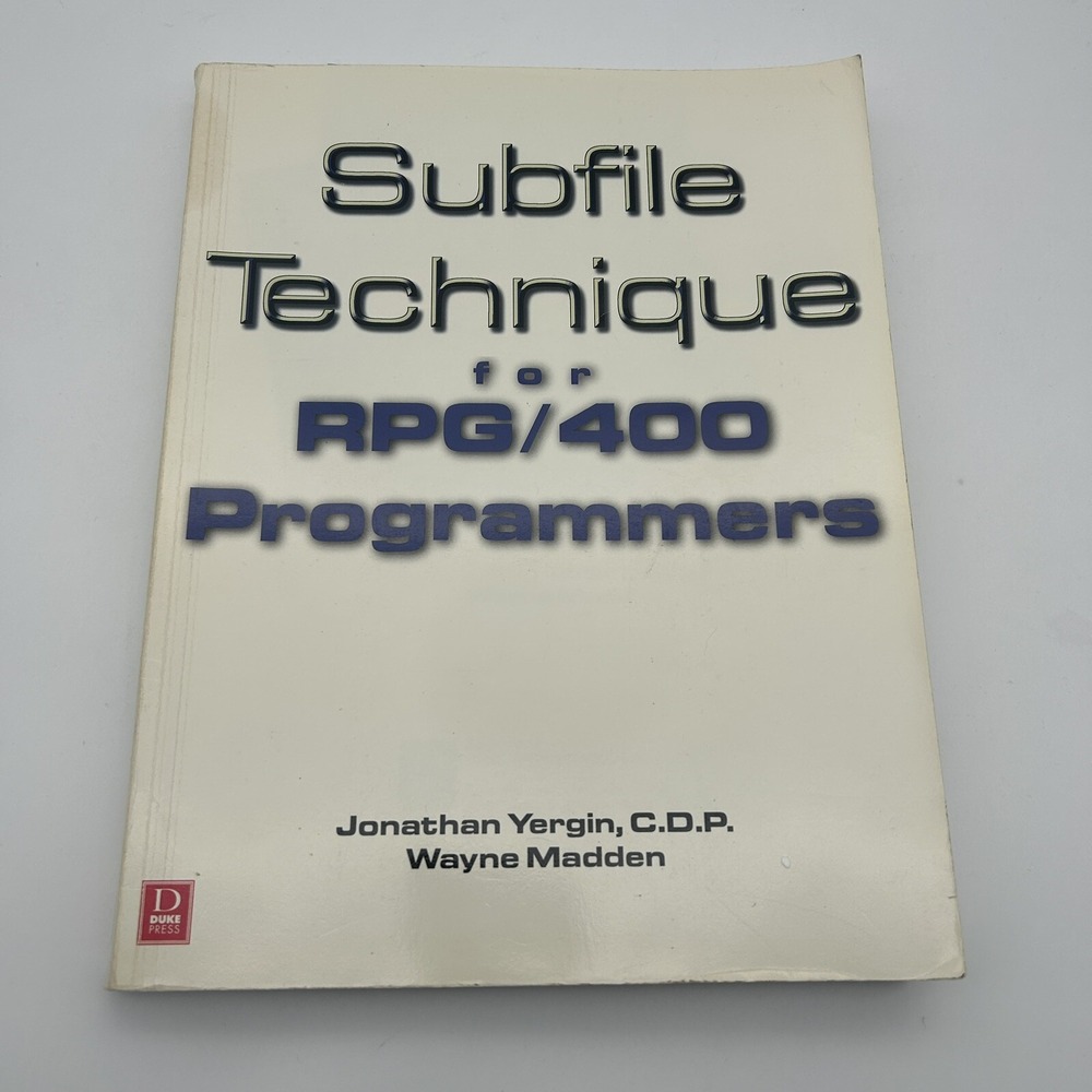 Subfile Technique for RPG/400 Programmers [With Disk] Jonathan Yergin Vintage‎